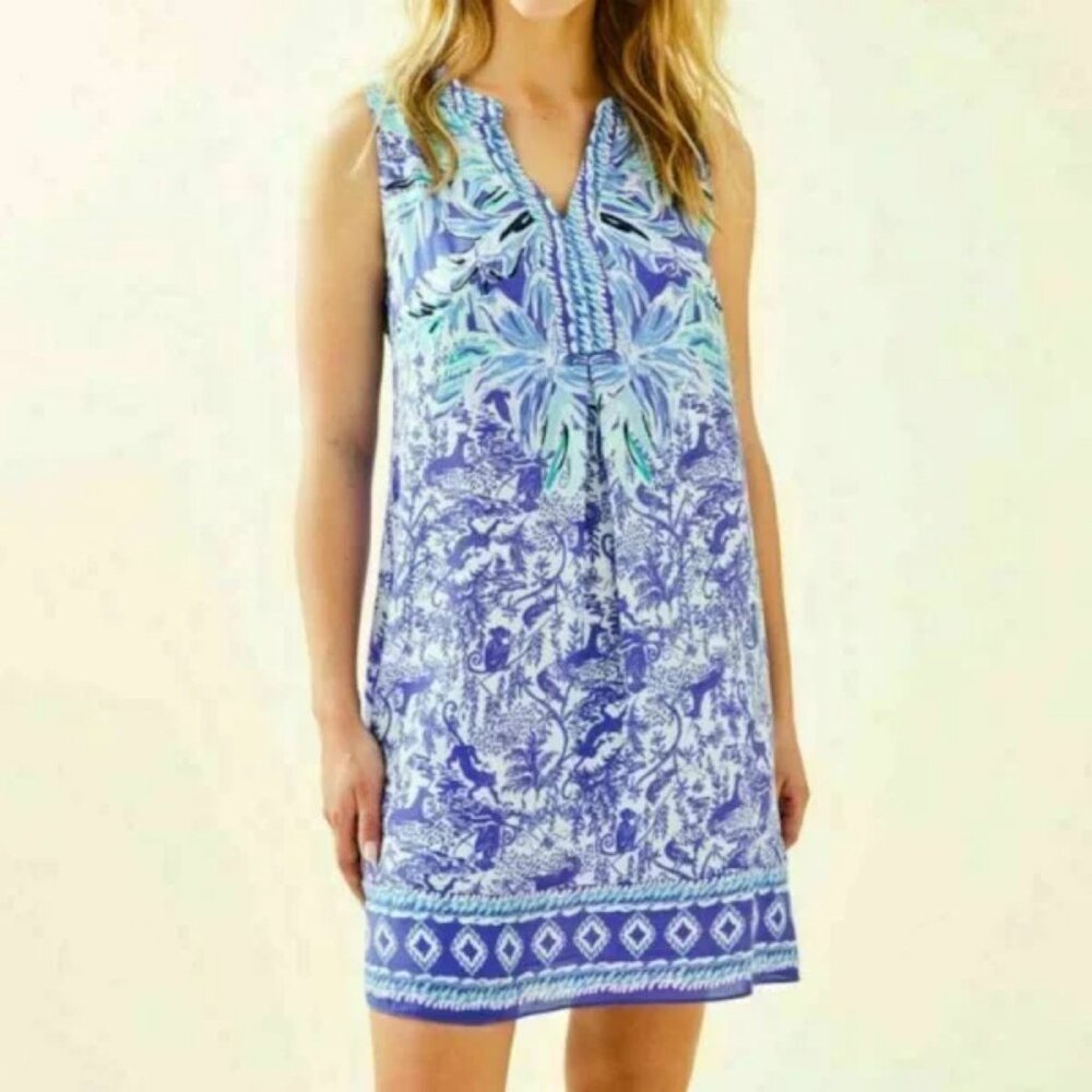 Lilly Pulitzer Sleeveless Evah Shift Dress in High Tide Navy NWT